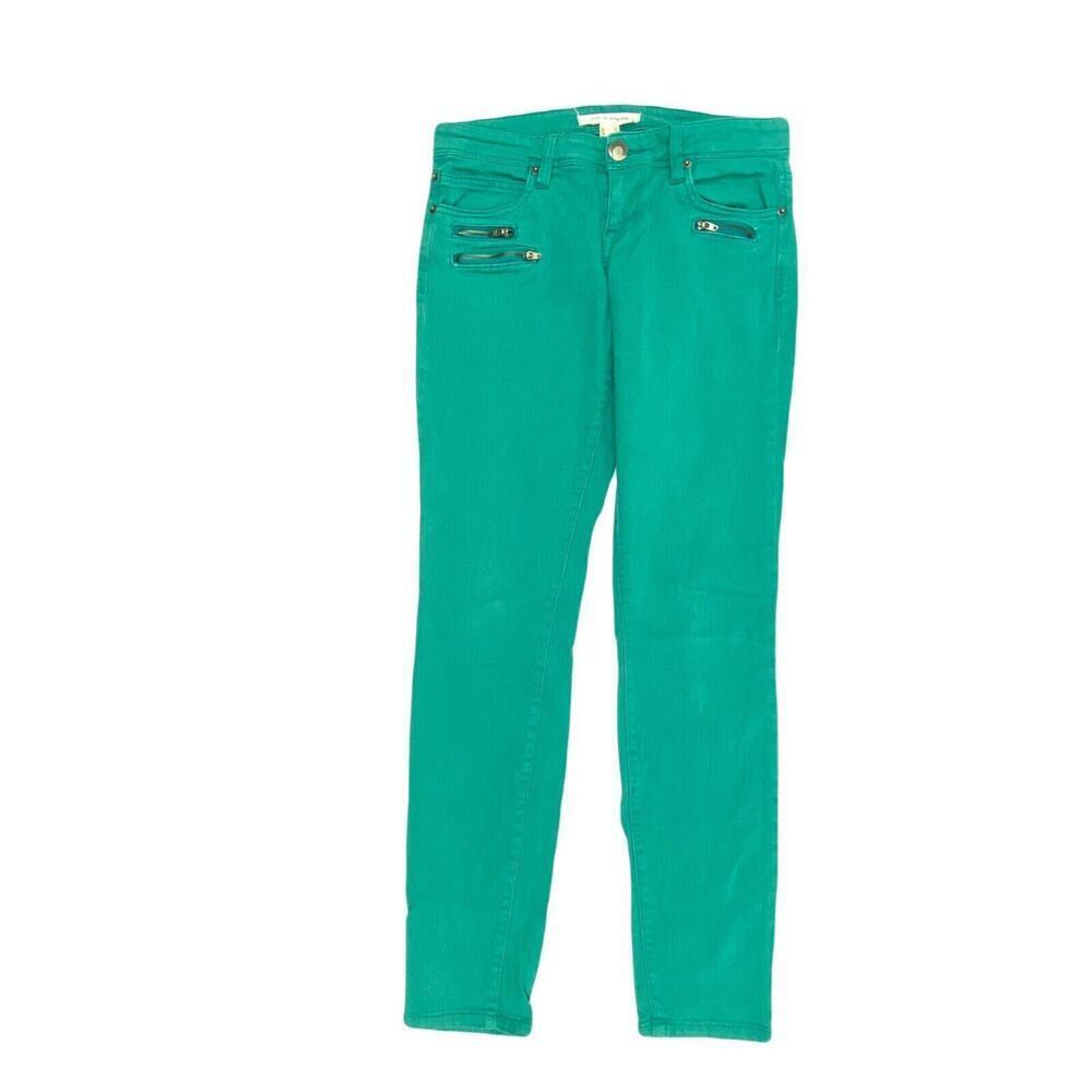 Life in Progress Skinny Zipper Detail‎ Women' size 25 Green Denim Jeans